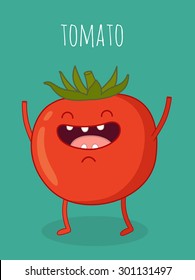 Funny smiling tomato. You can use in the menu, in the shop, in the bar, the card or stickers.