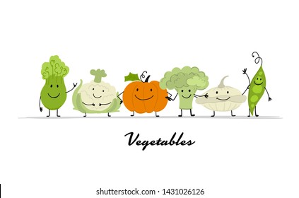 Funny smiling vegetables, character for your design