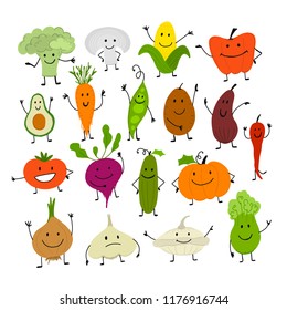 Funny smiling vegetables, characters for your design