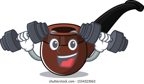 Funny smoke pipe in with bring barbell cartoon character