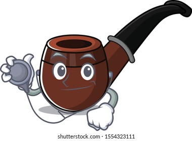 Funny smoke pipe doctor in cartoon character