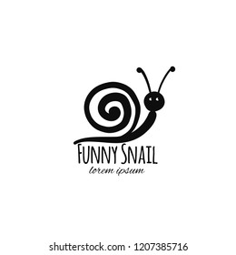 Funny snail, black silhouette for your design