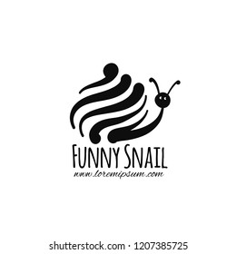 Funny snail, black silhouette for your design