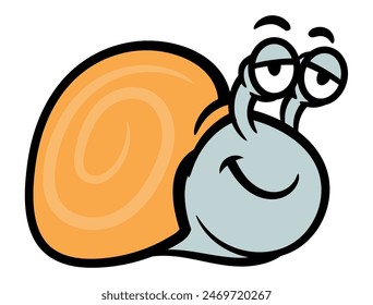 Funny Snail cartoon characters walking slowly. Best for sticker, logo, and mascot with nature themes for kids