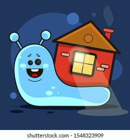 Funny Snail Children Drawing For Your Web Design Vector Illustration