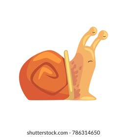 Funny snail dozing, cute comic mollusk character cartoon vector Illustration