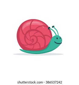 Funny snail isolated on white. Cartoon illustration