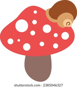 Funny snail on top of red mushroom
