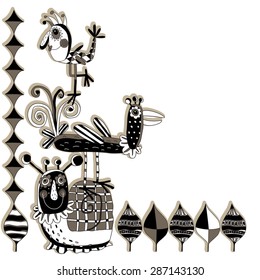 Funny snail and two birds.