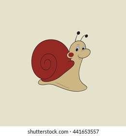 Funny snail. Vector design element for cards, logo or label.