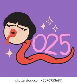 Funny Snake 2025 Year Symbol Concept Cartoon Character illustration