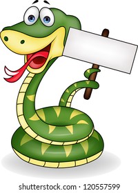 Funny snake with blank sign