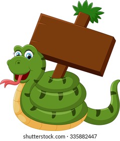 Funny snake with blank sign