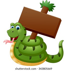 Funny snake with blank sign