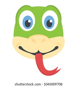 A funny snake face with long tongue, wild animal 