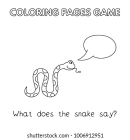 Funny snake kids learning game. Vector coloring book pages for children