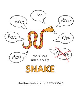 Funny snake kids learning game. Vector design for children