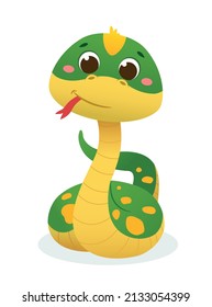 Funny snake on isolated white background.Vector illustration.