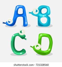 Funny Snake Shaped Alphabet Set : Vector Illustration