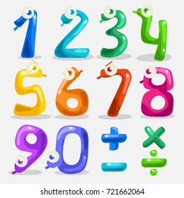 Funny Snake Shaped Number Set : Vector Illustration