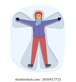 Funny snow angel icon cartoon vector. Fun family outdoor. Person playing snowfall