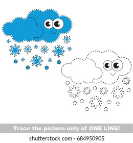Funny Snowfall Weather to be traced only of one line, the tracing educational game to preschool kids with easy game level, the colorful and colorless version.