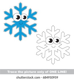 Funny Snowflake to be traced only of one line, the tracing educational game to preschool kids with easy game level, the colorful and colorless version.
