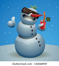 Funny snowman 04, vector