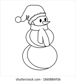 funny snowman contour, in black and white for the design of postcards, posters for the New Year and Christmas