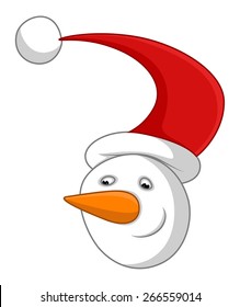Funny Snowman Face with Santa Cap
