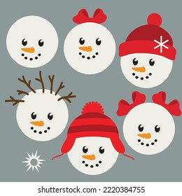 Funny Snowman Gesicht Vektorgrafik-Illustration
