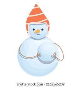 Funny snowman icon cartoon vector. Christmas man. Top santa