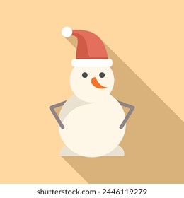 Funny snowman icon flat vector. Emotion festive season. Tall pack happy