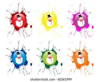 funny snowman icons - vector