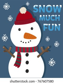 funny snowman illustration for kids apparels