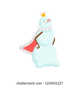 Funny funny snowman with a nose in the form of a carrot. Symbol of the year of the year.