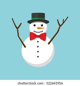 Funny snowman on blue background. Vector