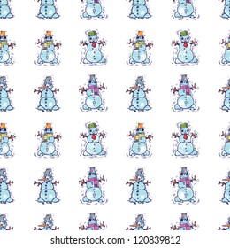 funny snowman on white background