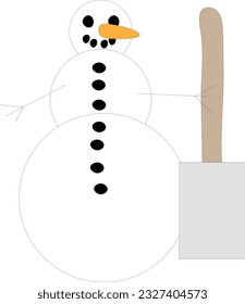 Hombre de nieve gracioso de fondo blanco, dibujo para niños