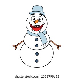 divertido muñeco de nieve sonrisa Ilustración vectorial
