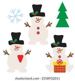 Funny snowman  vector cartoon illustration