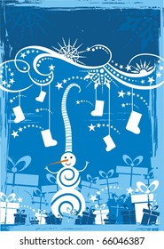 Funny snowman-card for Christmas