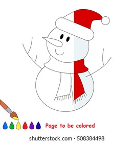 Funny Snowmen to be colored, the coloring book to educate preschool kids with easy kid educational gaming and primary education of simple game level.