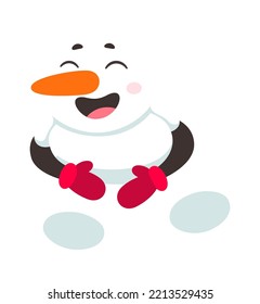 Funny snowmen flat icon Christmas winter decor