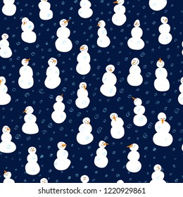 Funny snowmen seamless pattern made in vector
