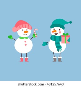 Funny Snowmen. winter holidays snowman. 