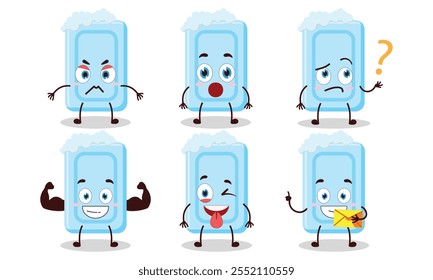 funny soap cartoon with different expressions character design illustration