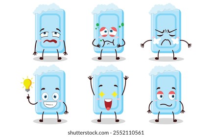 funny soap cartoon with different expressions design illustration