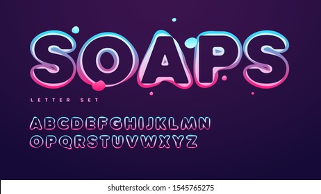 Funny soap vector alphabet, uppercase letter set, font, typography.