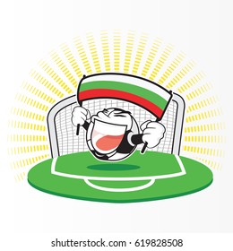 Funny Soccer Ball With Bulgaria Flag On Football Field Vector